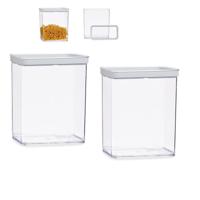 Voorraad bus - Set van 4x stuks - transparant - 3,3 liter - 21 x 10 x 23 cm - met deksel -voorraadbu Voorraad bus - Set van 4x stuks - transparant - 3,3 liter - 21 x 10 x 23 cm - met deksel -voorraadbu