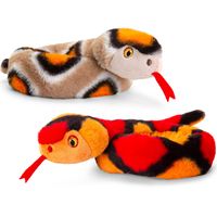 Pluche knuffel dieren kleine opgerolde slangen rood en bruin 65 cm