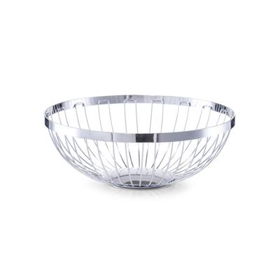 Fruitschaal - zilver - metaal - 26 cm - fruitmand - rond - draadmand