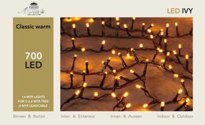 Led classic buitenverlichting ivy 700l/16m 4m aanloopsnoer zwart ip44 - Annas collection