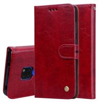Business stijl olie Wax textuur horizontale Flip lederen case voor Huawei mate 20 met houder & kaartsleuven & portemonnee (rood)