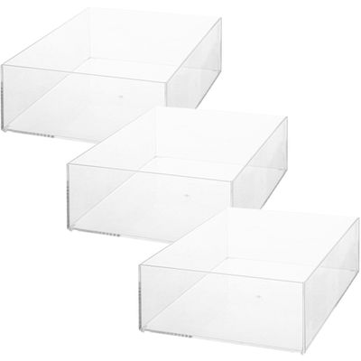 Set van 3x stuks sieraden/make-up houder/box rechthoek 25,5 x 8,5 cm van kunststof