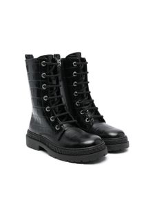 Versace Kids bottes La Medusa en cuir - Noir