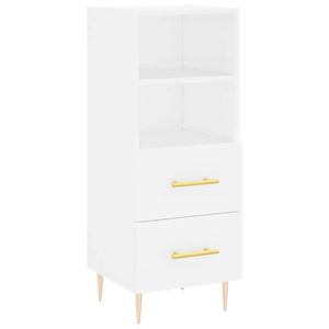 The Living Store Dressoir - Bewerkt hout en metaal - 34.5 x 34 x 90 cm - Wit