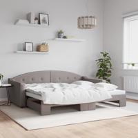 Slaapbank met onderschuifbed 90x200 cm stof taupe