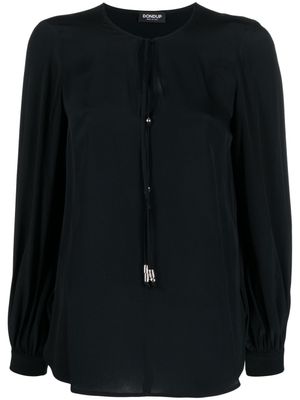 DONDUP blouse en soie à col ouverture goutte d'eau - Noir