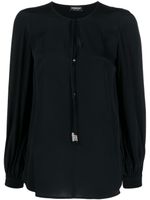 DONDUP blouse en soie à col ouverture goutte d'eau - Noir - thumbnail