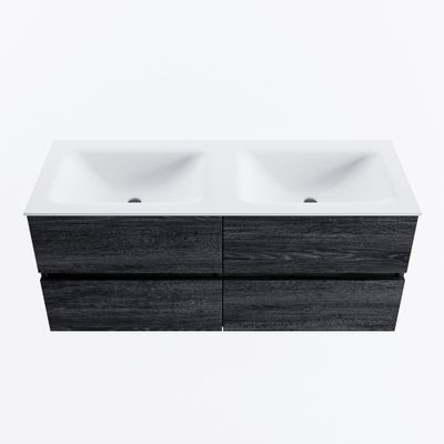 MONDIAZ VICA 120cm badmeubel onderkast Antracite 4 lades. Wastafel CLOUD dubbel zonder kraangat, kleur Talc.