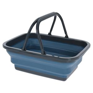 Wasmand/boodschappen mand opvouwbaar met hengsel - kunststof - 30L - donkerblauw - 38 x 28 x 16 cm