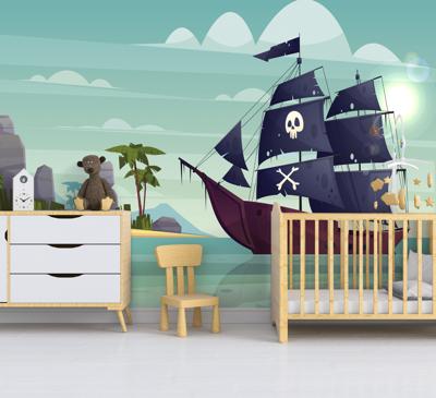 Groot piratenschip kinder fotobehang