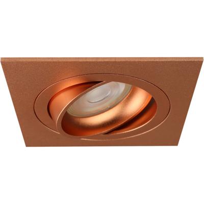 Spot Armatuur GU10 - Pragmi Boxy Pro - GU10 Inbouwspot - Vierkant - Koper - Kantelbaar - 92mm