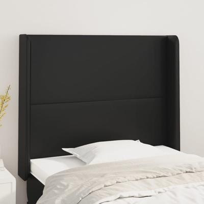 Hoofdbord met randen 103x16x118/128 cm kunstleer zwart