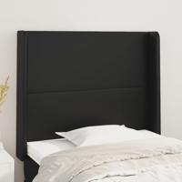 Hoofdbord met randen 103x16x118/128 cm kunstleer zwart