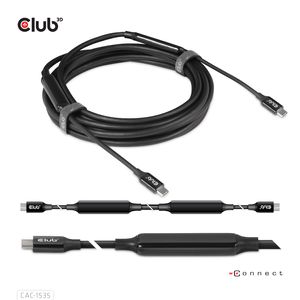 CLUB3D USB 3.2 Gen2 Type C naar C Actieve Bi-directionele Kabel 8K60Hz (alt modus) M/M 5m/16.4ft