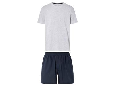 LIVERGY Korte heren pyjama (Lichtgrijs/navy, XL)