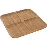 1x Serveerplanken/borden 4-vaks van bamboe hout 30 cm