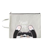 Schattige kleine verse cartoon kat a4-bestand tas school kantoorbenodigdheden canvas opbergtas (grijs)