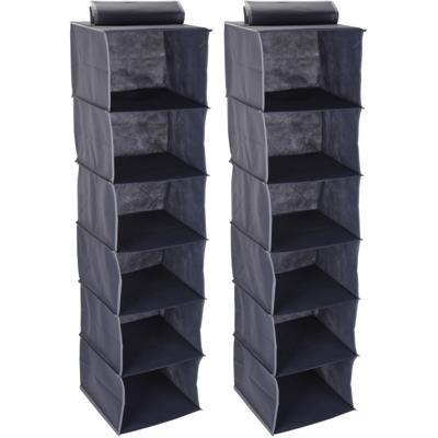 Kast organizer - 2x stuks - 6 vaks - antraciet - 30 x 30 x 120 cm - ruimtebesparend