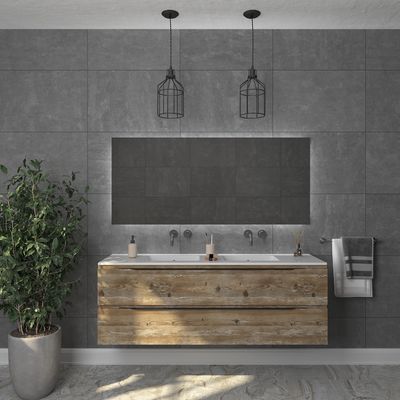 Badkamermeubelset Gliss Design Hera Mat Zwart 160cm 4 Laden Zwart Grenen (Keuze Wastafel)