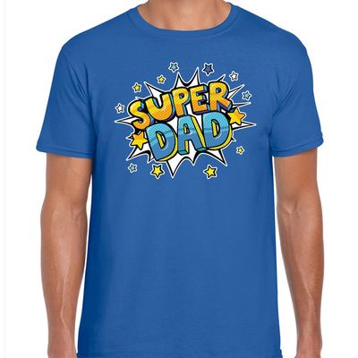Super dad cadeau t-shirt voor papa blauw voor heren Super dad cadeau t-shirt voor papa blauw voor heren