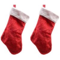 2x Rode pluche kerstsokken 40 cm 2x Rode pluche kerstsokken 40 cm