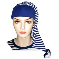 4x stuks slaapmutsen blauw/wit verkleedmuts