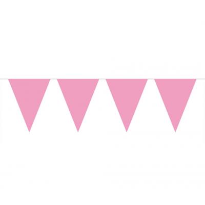 Party Vlaggenlijn puntvlaggetjes - kunststof - roze - 10 meter - Slinger - versiering