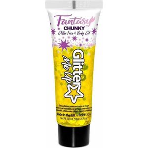 Paintglow Chunky glittergel in tube - goudgeel - voor lichaam en gezicht - 12 ml   -