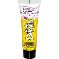 Paintglow Chunky glittergel in tube - goudgeel - voor lichaam en gezicht - 12 ml   - - thumbnail