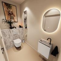 Toiletmeubel Mondiaz Ture Dlux | 40 cm | Meubelkleur Linen | Eden wastafel Glace Links | 1 kraangat