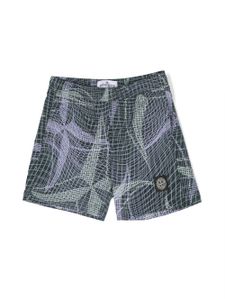 Stone Island Junior short de bain à imprimé abstrait - Vert