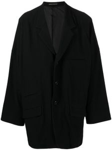 Yohji Yamamoto blazer en laine à simple boutonnage - Noir