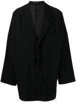 Yohji Yamamoto blazer en laine à simple boutonnage - Noir - thumbnail