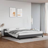 Bedframe met hoofdbord kunstleer grijs 160x200 cm