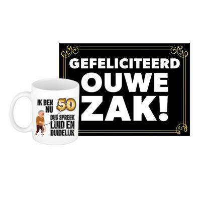 Verjaardag cadeau koffiemok 50 jaar - man - luid - met gefeliciteerd ouwe zak wenskaart Verjaardag cadeau koffiemok 50 jaar - man - luid - met gefeliciteerd ouwe zak wenskaart