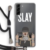 Slay All Day: Samsung Galaxy S21 Plus Transparant Hoesje met koord