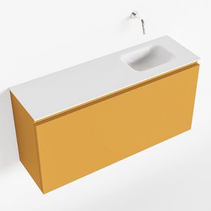MONDIAZ OLAN 100cm toiletmeubel ocher. LEX wastafel talc rechts geen kraangat