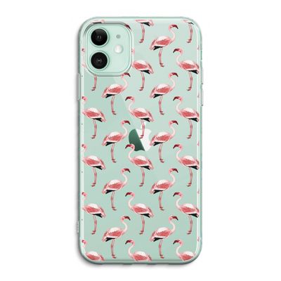Flamingoprint groen: iPhone 11 Transparant Hoesje