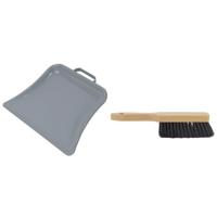 Betra Brede metalen stofblik met beugelgreep - en houten handveger - gemengd haar - 22,5 x 32 cm