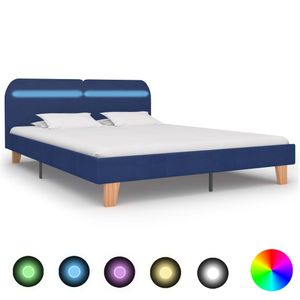 Bedframe met LED stof blauw 160x200 cm