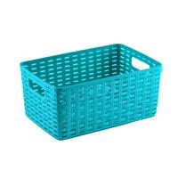 Opbergmand - Kastmand - rotan kunststof - turquoise blauw - 12 Liter - 30 x 37 x 13 cm