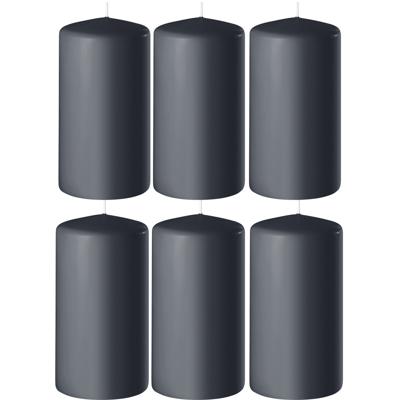 Enlightening Candles Cilinder/stompkaars - 6x - antraciet - D6 x H8 cm - 27 branduur