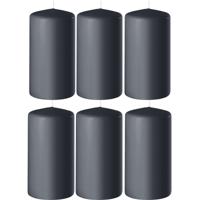 Enlightening Candles Cilinder/stompkaars - 6x - antraciet - D6 x H8 cm - 27 branduur