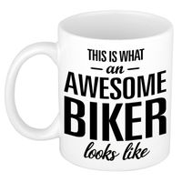 Awesome biker cadeau mok / beker 300 ml - thumbnail