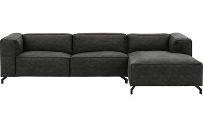 Goossens Bank Calvin grijs, micro leer, 3,5-zits, modern design