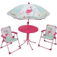 FUN HOUSE 713088 FLAMENT ROZE Tuinmeubelen met een tafel, 2 klapstoelen en een parasol voor kinderen