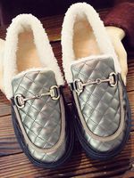 Faux Fur Thermal Flats With Metal Buttons - thumbnail
