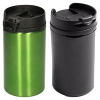 Set van 2x stuks Warmhoudbekers/warm houd bekers metallic zwart en groen 300 ml