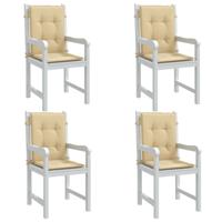 VidaXL Stoelkussens 4 st lage rug 100x50x4 cm stof gemêleerd beige