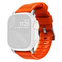 Nomad Rugged Strap Apple Watch (Ultra) 42mm / 44mm / 45mm / 49mm Orange Connector Silver